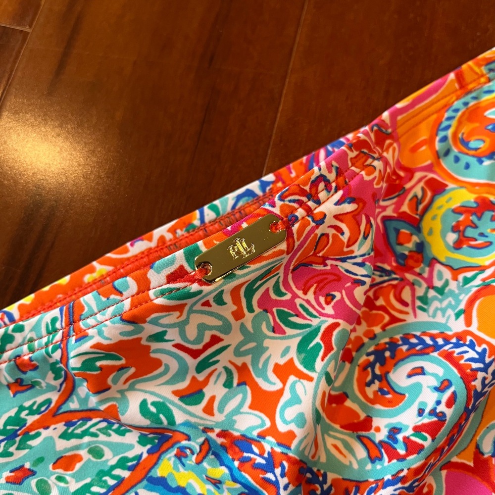 Ralph Lauren Bikini Bottom Swim Paisley Floral Orange Pink Multi New Size 16 - Picture 5 of 6